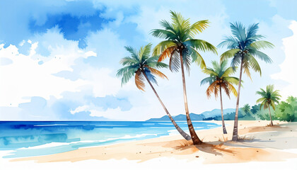 Fototapeta premium palm trees on the beach