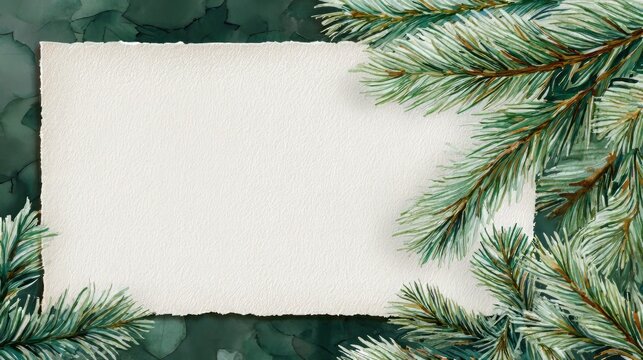 
A white blank sheet of paper for text against a Christmas tree background.