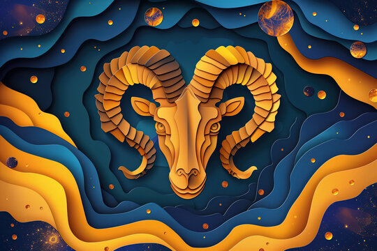 Abstract astrological concept of Aries zodiac sign symbol