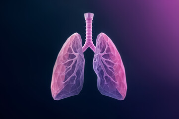 Lungs visualized in vibrant pink and purple tones against a dark background for educational purposes
