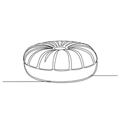 Round floor cushion in minimalist line art style