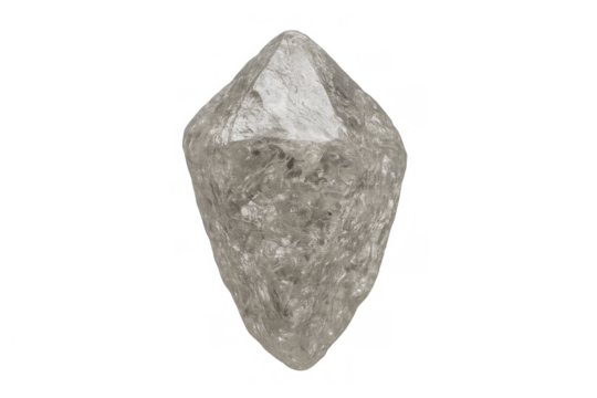 Rough diamond displaying intricate details and natural shape, a valuable uncut mineral. Transparent background for easy layering