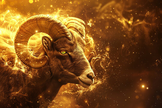 Abstract astrological concept of Aries zodiac sign symbol