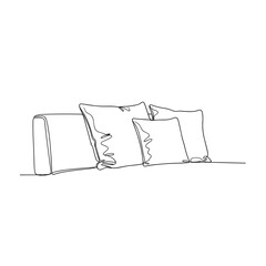 Three cushions on sofa in minimalist line art style