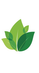 A vibrant graphic illustration featuring multiple overlapping green leaves in various shades, symbolizing nature and growth.