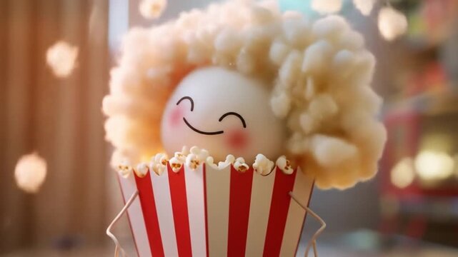 3d cute popcorn box character fluffy popcorn Videos