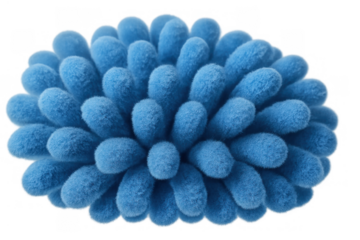 Blue microfiber duster pad showing soft chenille texture for dusting and cleaning surfaces, transparent background