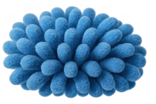 Blue microfiber duster pad showing soft chenille texture for dusting and cleaning surfaces, transparent background