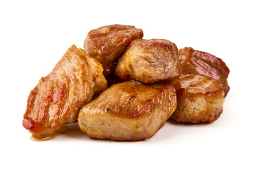 Fried Pork Pieces, isolated on white background
