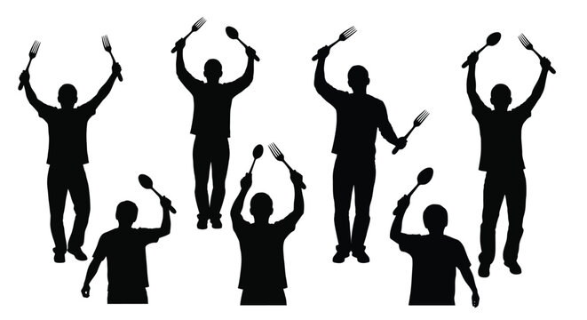 Culinary celebration with playful silhouettes of foodies and silverware
