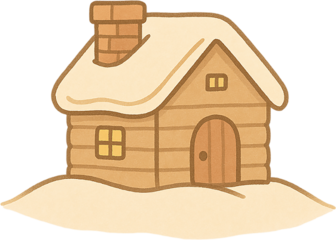 Snowy Winter Cottage Illustration