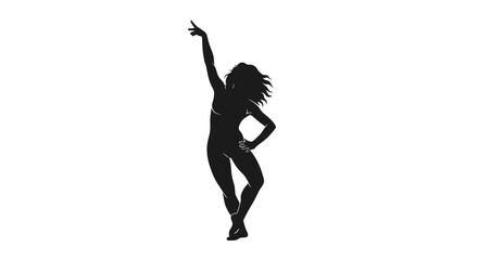 Dynamic silhouette of a woman dancing with arm raised in celebration
