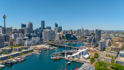 Obraz premium 18 November 2025 Panoramic night view of Sydney Harbour and City Skyline of NSW Australia beautiful colourful skies on a beautiful spring day