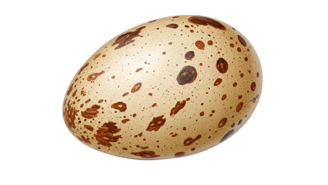 A speckled bird egg isolated on a transparent background