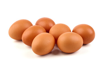Brown Chicken Eggs Group, isolated on white background