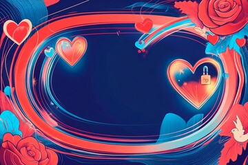 Colorful lantern and hearts decorative frame for a greeting card design perfect for special occasions