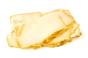 Manchego Cheese Slices, isolated on white background