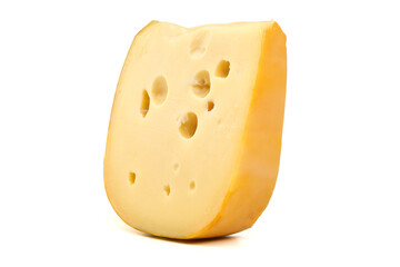 Wedge of Swiss Cheese, isolated on white background