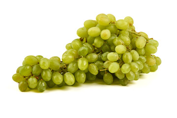 Green Grapes Bunch, Isolated on White Background