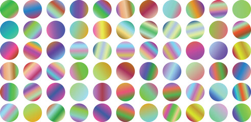 A delightful assortment of circular holographic elements with swirling pastel gradients, offering a soft and dreamy abstract texture isolated on