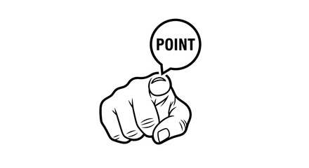 You're chosen! Dynamic hand points forward with 'POINT' speech bubble
