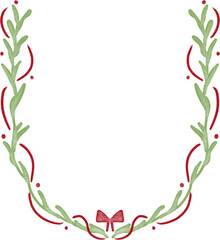 Christmas wreath frame watercolor hand drawn  