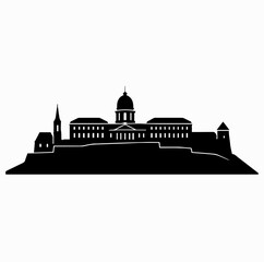 Castle Hill Silhouette &ndash; Historic Buda Castle Complex Vector