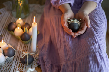 A mother and her daughters celebrate Easter at home