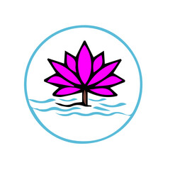 Simple pink lotus flower icon illustration