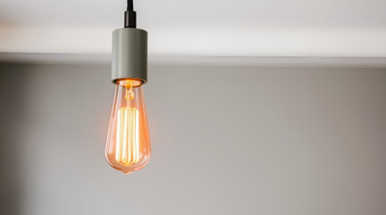 Modern Gray Pendant Light, Edison Bulb, Minimalist Design, Home Decor, Interior Lighting, Black Fixt