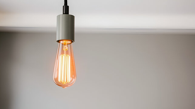 Modern Gray Pendant Light, Edison Bulb, Minimalist Design, Home Decor, Interior Lighting, Black Fixt