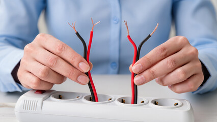 hand with electric plug