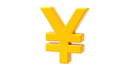 Fototapeta premium Gold yen symbol isolated on black, slightly turned