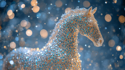 Happy New Year 2026. Symbol of the Year. Ice Horse. Luxurious poster or banner for your party and New Year's Eve.