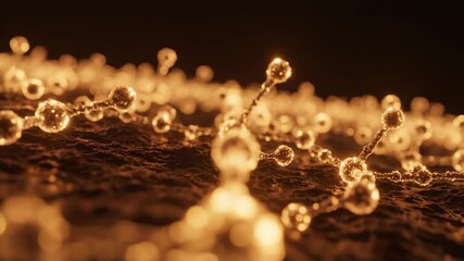 Microscopic view of shimmering molecules resembling neurons on a textured surface. Abstract science and technology concept with organic connections. - Powered by Adobe