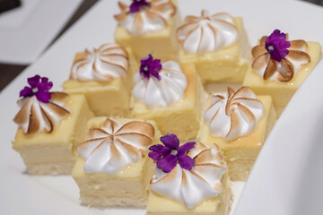 cheese cakes tartlets topped with toasted meringue