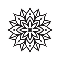 Obraz premium Black Ink Floral Minimal Mandala Silhouette Artwork