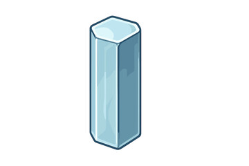 Tall transparent hexagonal column object with blue tint and reflective surfaces