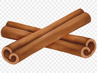 Watercolor cinnamon bundle illustration for fall kitchen and Thanksgiving seasonal artwork. Vector.