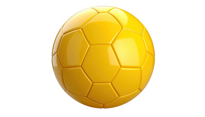 Yellow soccer ball composed of hexagonal and pentagonal panels