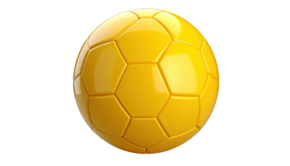 Yellow soccer ball composed of hexagonal and pentagonal panels