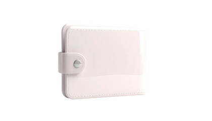 Glossy, pristine white wallet with button closure