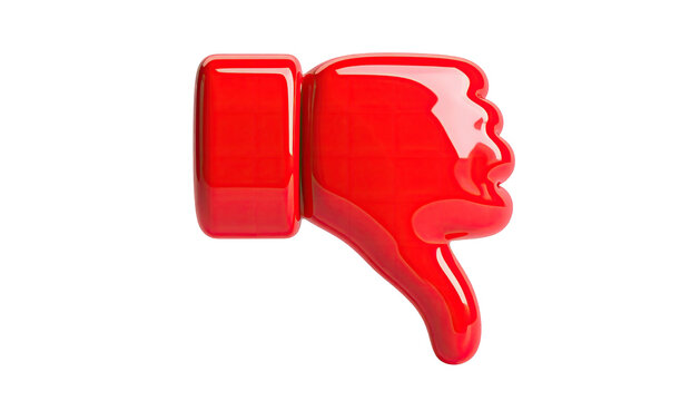Glossy, red, thumbs-down icon against a black background