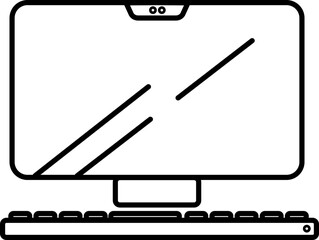 Desktop PC - Computer Setup Minimal Line Vector Icon in SVG Format