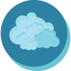 Stylized Blue Clouds Icon on Teal Circle Background Abstract Graphic Design Element Simple Clean Minimalist Weather Symbol