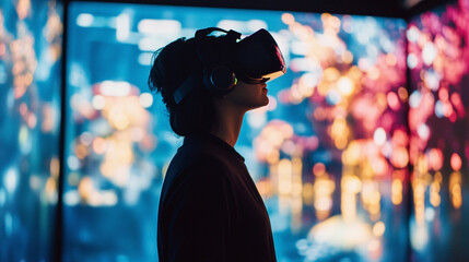 A customer attending a virtual event via a sleek online platform, interacting with a live support agent, and exploring interactive features that make the event experience immersive and engaging.