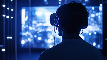 A customer attending a virtual event via a sleek online platform, interacting with a live support agent, and exploring interactive features that make the event experience immersive and engaging.