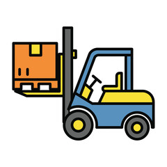 Forklift illustration showing efficient package transport, symbolizing vital warehouse logistics, material handling, and seamless goods movement in industrial supply chains