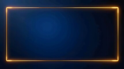 Modern vibrant orange neon rectangle frame on elegant dark blue background for product displays or text overlays