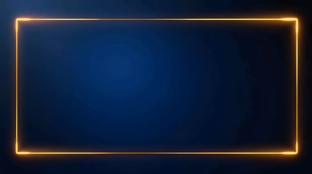Modern vibrant orange neon rectangle frame on elegant dark blue background for product displays or text overlays